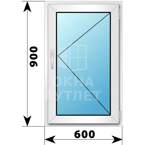 Поворотное пластиковое окно 600×900 ОА-39031