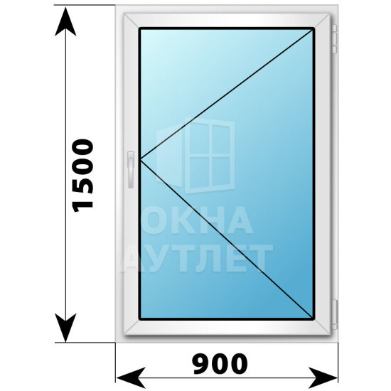 Поворотное пластиковое окно 900×1500 ОА-38377