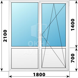 Прямоугольный пластиковый балконный блок с глухим низом 1800×2100 ОА-57799