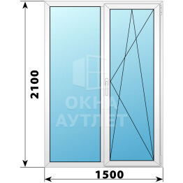 Прямоугольный пластиковый стеклянный балконный блок 1500×2100 ОА-56857