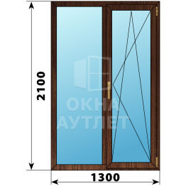 Прямоугольный стеклянный балконный блок из дуба 1300×2100 ОА-58888
