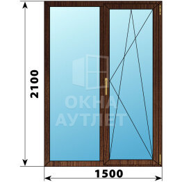 Прямоугольный стеклянный балконный блок из дуба 1500×2100 ОА-61960