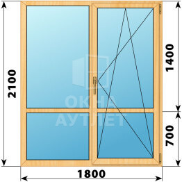 Прямоугольный стеклянный балконный блок из сосны 1800×2100 ОА-61198