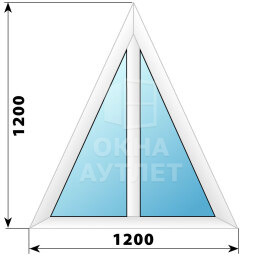 Равнобедренное треугольное пластиковое окно 1200×1200 Г-Г ОА-39865