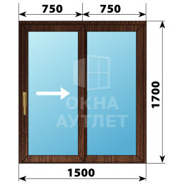 Раздвижная дверь из дуба 1500×1700 2С ОА-62161