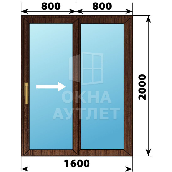 Раздвижная дверь из дуба 1600×2000 2С ОА-62251