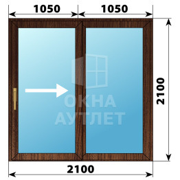 Раздвижная дверь из дуба 2100×2100 2С ОА-62509