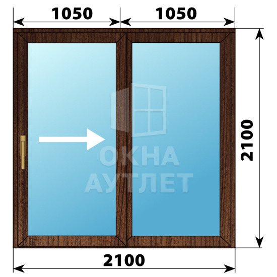 Раздвижная дверь из дуба 2100×2100 2С ОА-62509