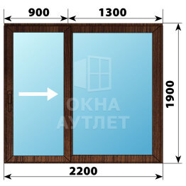 Раздвижная дверь из дуба 2200×1900 2СН ОА-62467