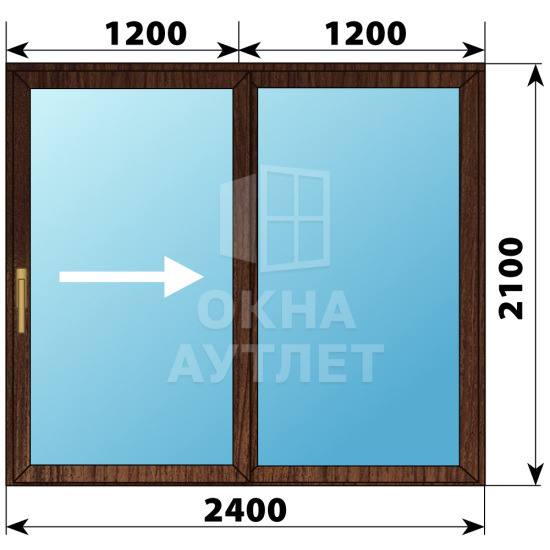 Раздвижная дверь из дуба 2400×2100 2С ОА-62566