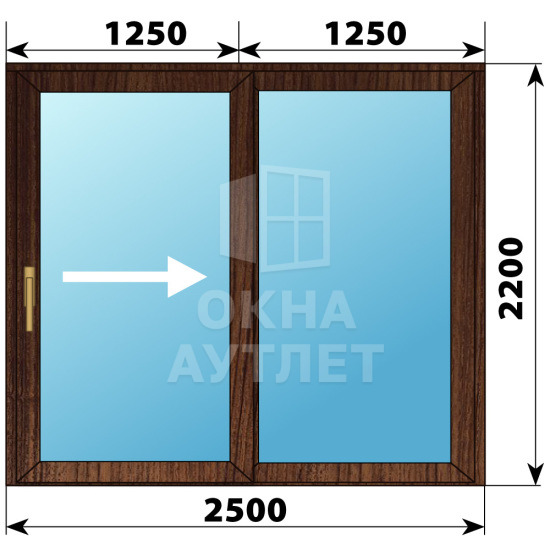 Раздвижная дверь из дуба 2500×2200 2С ОА-62599