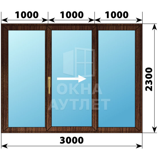 Раздвижная дверь из дуба 3000×2300 3С ОА-62695