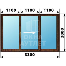 Раздвижная дверь из дуба 3300×2000 3С ОА-62674
