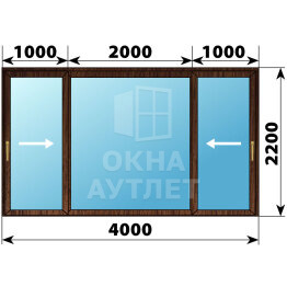 Раздвижная дверь из дуба 4000×2200 3С1 ОА-67102