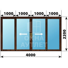 Раздвижная дверь из дуба 4000×2200 4С1 ОА-67105