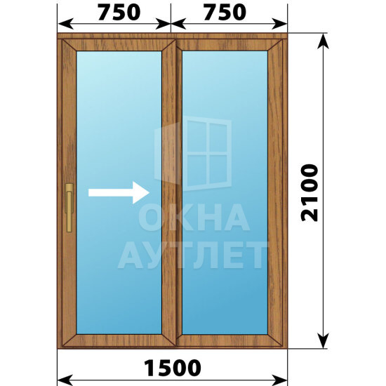 Раздвижная дверь из лиственницы 1500×2100 2С ОА-62158