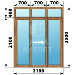 Раздвижная дверь из лиственницы с фрамугой 2100×2500 3С ОА-62212