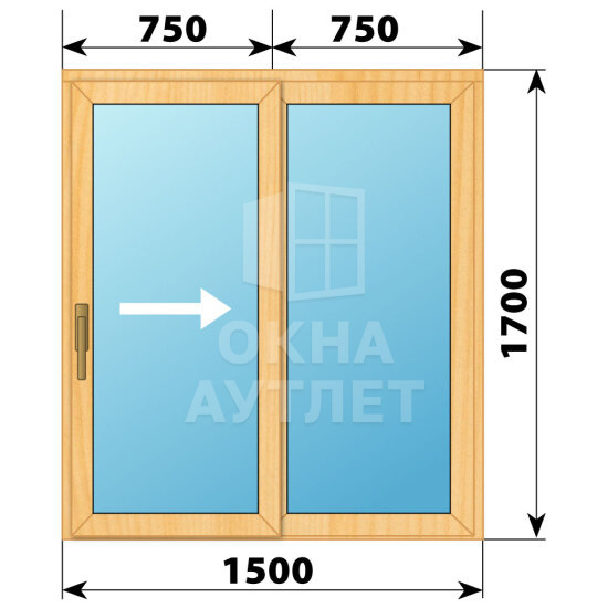 Раздвижная дверь из сосны 1500×1700 2С ОА-62137