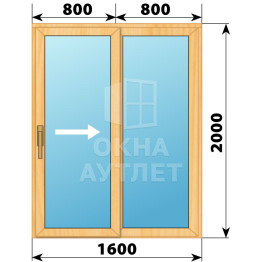 Раздвижная дверь из сосны 1600×2000 2С ОА-62149