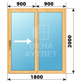 Раздвижная дверь из сосны 1800×2000 2С ОА-62185