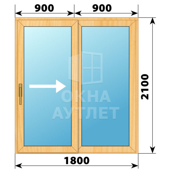 Раздвижная дверь из сосны 1800×2100 2С ОА-62203