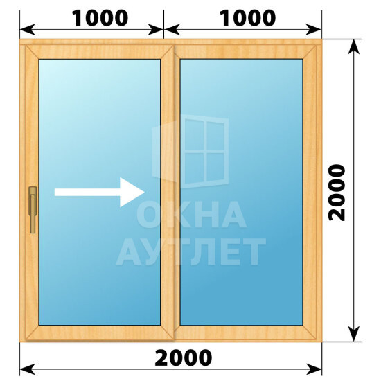 Раздвижная дверь из сосны 2000×2000 2С ОА-62236