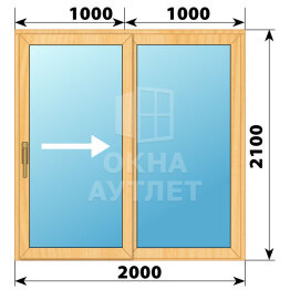 Раздвижная дверь из сосны 2000×2100 2С ОА-62272