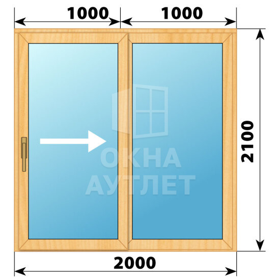 Раздвижная дверь из сосны 2000×2100 2С ОА-62272