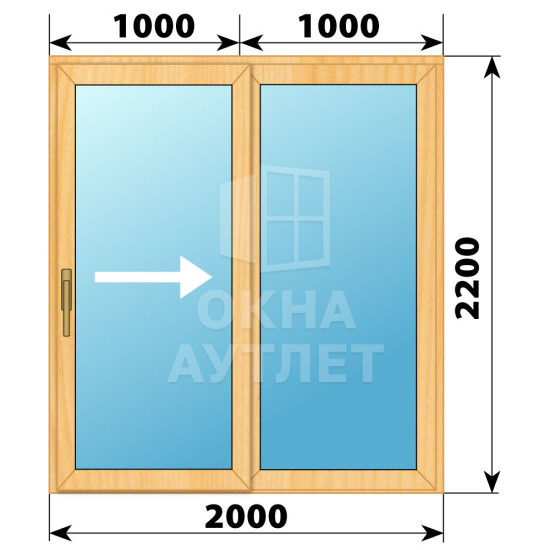 Раздвижная дверь из сосны 2000×2200 2С ОА-62293