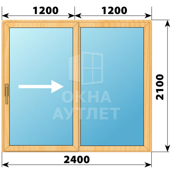 Раздвижная дверь из сосны 2400×2100 2С ОА-62398