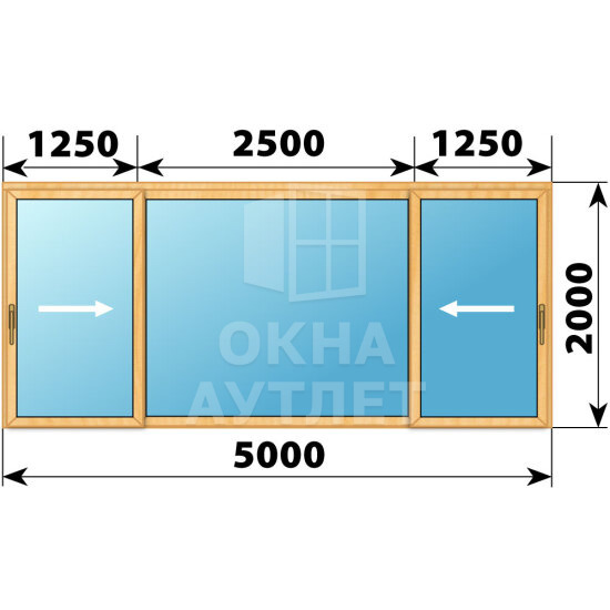 Раздвижная дверь из сосны 5000×2000 3С1 ОА-66982