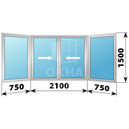 Раздвижное алюминиевое окно №8 3600×1500 ОА-33798