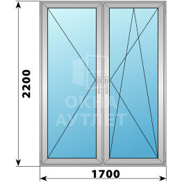 Штульповая алюминиевая стеклянная балконная дверь 1700×2200 ОА-58843