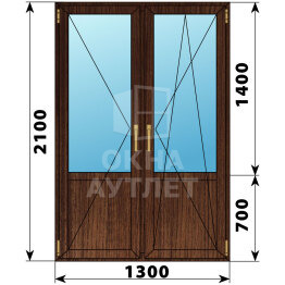 Штульповая балконная дверь из дуба со стеклом 1300×2100 ОА-61837
