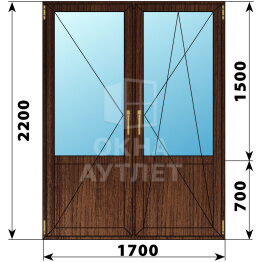 Штульповая балконная дверь из дуба со стеклом 1700×2200 ОА-61948
