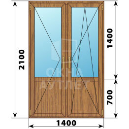 Штульповая балконная дверь из лиственницы со стеклом 1400×2100 ОА-61876