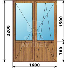 Штульповая балконная дверь из лиственницы со стеклом 1600×2200 ОА-61930