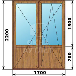 Штульповая балконная дверь из лиственницы со стеклом 1700×2200 ОА-61951