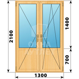 Штульповая балконная дверь из сосны со стеклом 1300×2100 ОА-61459