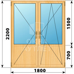 Штульповая балконная дверь из сосны со стеклом 1800×2200 ОА-61810