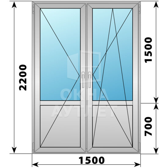 Штульповая деревянно-алюминиевая балконная дверь со стеклом 1500×2200 ОА-62041