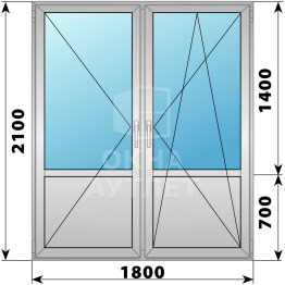 Штульповая деревянно-алюминиевая балконная дверь со стеклом 1800×2100 ОА-62104