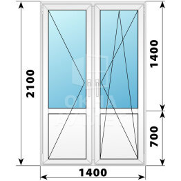 Штульповая пластиковая балконная дверь со стеклом 1400×2100 ОА-57985