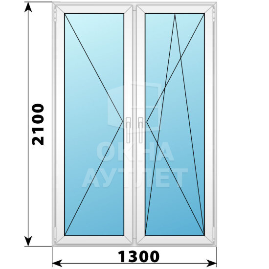 Штульповая пластиковая стеклянная балконная дверь 1300×2100 ОА-56347