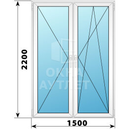 Штульповая пластиковая стеклянная балконная дверь 1500×2200 ОА-56281