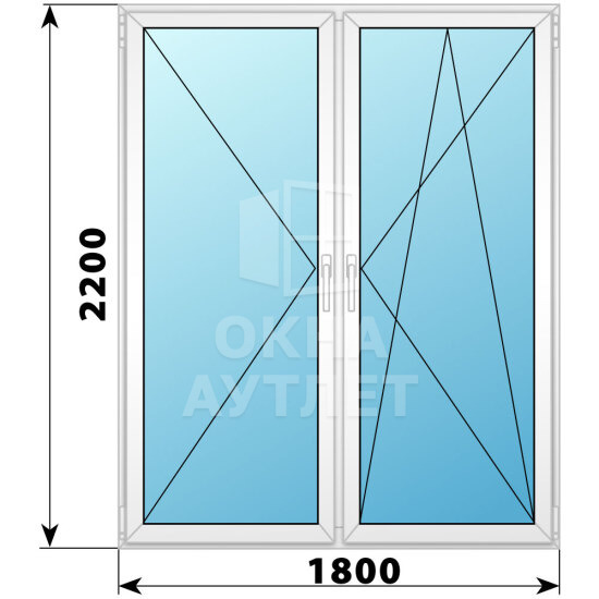 Штульповая пластиковая стеклянная балконная дверь 1800×2200 ОА-56932