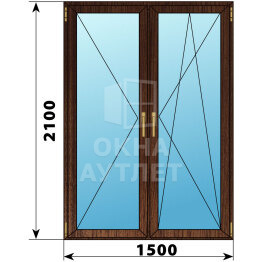 Штульповая стеклянная балконная дверь из дуба 1500×2100 ОА-62062