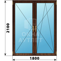 Штульповая стеклянная балконная дверь из дуба 1700×2100 ОА-62092