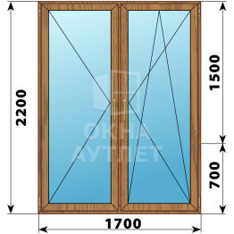Штульповая стеклянная балконная дверь из лиственницы 1700×2200 ОА-61843