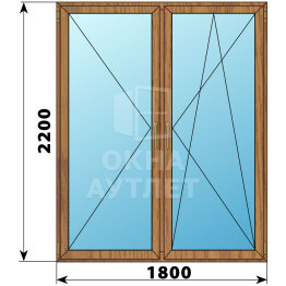 Штульповая стеклянная балконная дверь из лиственницы 1800×2200 ОА-61864
